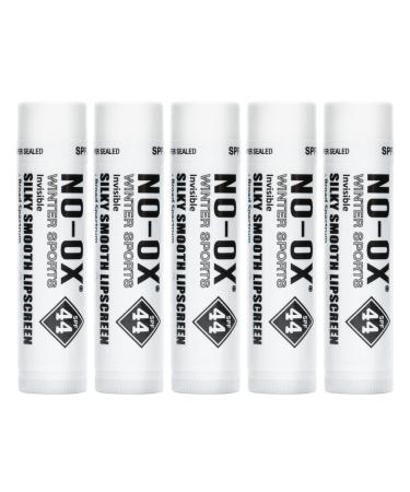 5-Pack NO-OX Snow Sports SPF 44 Lip Balm - Moisturizing Vitamin E Sunscreen For Lips - All Season Broad Spectrum UV Protection - Waterproof 80 Minutes - NO-OX Protectant - Clear - Vanilla
