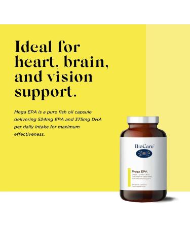 BioCare Mega EPA Marine Capsules | Omega-3 Fatty Acids EPA & DHA from Pure Fish Oil - 90 Capsules - Buy Online on GoSupps.com