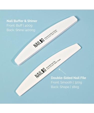 Nailog Nail File & Buffer Kit (6 Pieces) | Premium Quality & Washable | 3 Double-Sided Nail Filer (180/320) for Natural Nails and Acrylic Nails & 3 Nail Buffer & Shiner (400/4000) - Buy Online on GoSupps.com