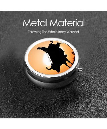 Cool Bull Riding Mini Round Pill Box | 3 Compartment Travel Pill Organizer | Portable Medicine Case for Pocket Home & Office - Buy Online on GoSupps.com