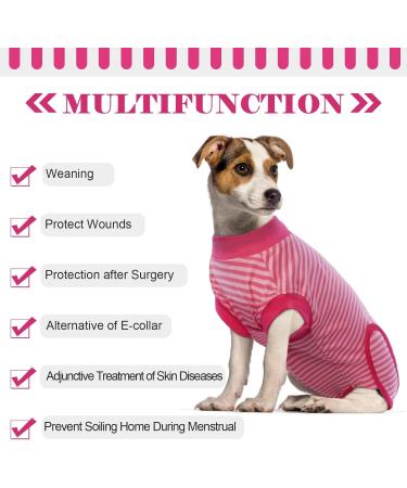 Recreational Dog Suit - Medical Protective Shirt for Small Medium & Large Dogs | Anti-Lick Wound Protection - Red Striped - Buy Online on GoSupps.com