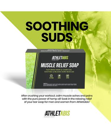 Athletabis Hemp Soap Bar for Muscle Relief - Charcoal & Hemp Seed Oil Natural Soap - Buy Online on GoSupps.com
