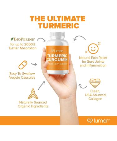 Lumen Naturals Organic Turmeric Curcumin with BioPerine - 95% Curcuminoids & Black Pepper Extract - 120 Capsules, Gluten-Free - Buy Online on GoSupps.com