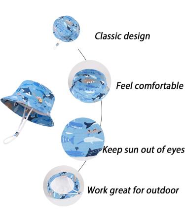 LANGZHEN Baby Girls Beach Sun Hat with Chin Strap | Wide Brim Toddler Kids Summer Play Hat | Whale+Fish School Design | 2-4 Years - Buy Online on GoSupps.com