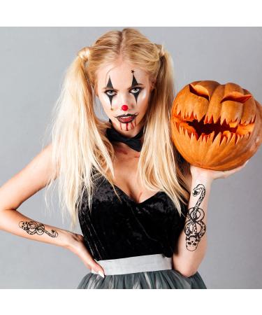 Zayvor Halloween Death Eater Tattoo Set - Mamba Skull Snake Temporary Mark for Adult & Kids Costume - 8 Large and 12 Small Tattoos Included - Buy Online on GoSupps.com