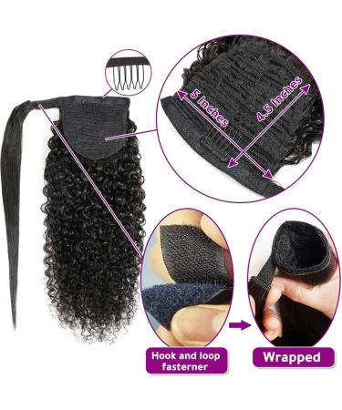 Kinky Curly Ponytail Extension 10-24Inch Brazilian Human Hair Wrap Around Ponytail Hairpieces Clip In Afro Curly Remy Hair Extension for Black Women (Size : 14inches 100g) - Buy Online on GoSupps.com