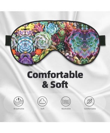 Cute Succulents Print Eye Mask - Block Out Light for Air Travel & Sleep - 7.9x4 Inch - Buy Online on GoSupps.com