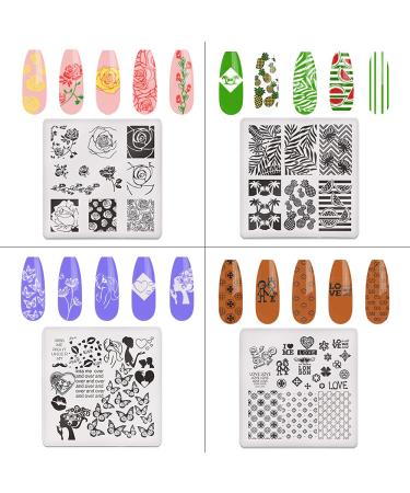 Summer Nail Stamping Plates Set with Stamper & Scraper - 10 Image Templates for Manicure DIY - Animal, Flower, Lace Designs - Includes Storage Bag - Buy Online on GoSupps.com