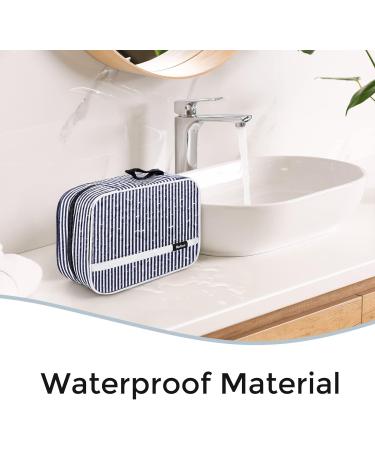 Maliton Waterproof Hanging Travel Toiletry Bag - 4 Compartments, 1 Hook - Navy Blue Stripe - Buy Online on GoSupps.com