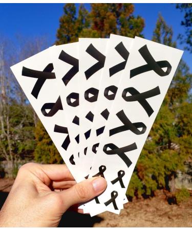 40 Black Ribbon Temporary Tattoos for Melanoma, Gun Control, Skin Cancer, Sleep Disorders Awareness - Buy Online on GoSupps.com