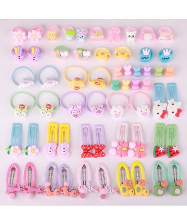 Seatecks 60 pieces caricature hair clips ring multi -colored animal small snap clips metal clips girl hair loop elastic tie for baby girls children toddlers