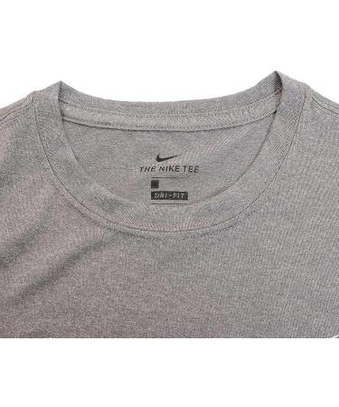 Nike Boy's Dri Fit Swoosh T Shirt Dark Grey Heather/White - Size Medium - Buy Online on GoSupps.com