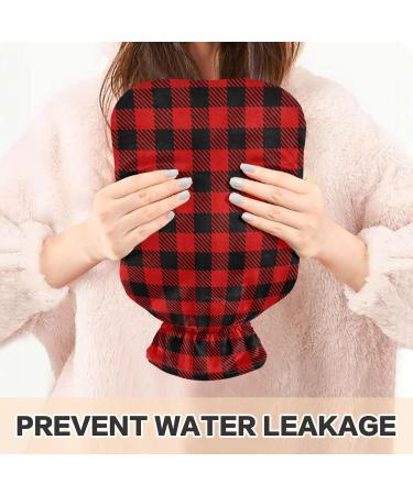 Black Red Buffalo Plaid Hot Water Bottle - Pain Relief for Neck & Shoulders 1L | Warm Feet & Bed Comfort - Buy Online on GoSupps.com
