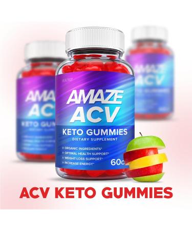 2 Pack Amaze ACV Keto Gummies - Apple Cider Vinegar Formula for Weight Loss - Vegan with Vitamin B12 & Beet - 120 Gummies - Buy Online on GoSupps.com