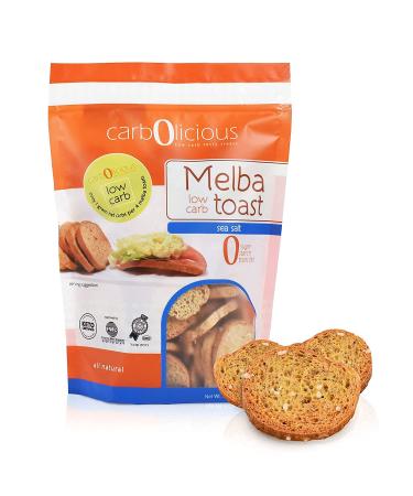 carb-o-licious Low Carb Melba Toast By Carb-o-licious Sugar Free Keto Snack-Sea Salt-2 Pack Sea Salt 4 Ounce (Pack of 2)