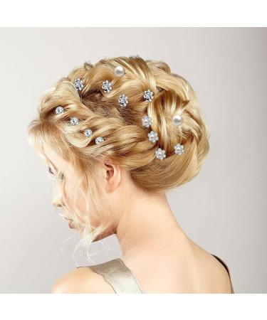 Chic Pearl Hair Pins for Wedding - Set of 40 Silver with Sparkling Rhinestones Perfect Accessory for Brides Bridesmaids Women and Girls - Buy Online on GoSupps.com