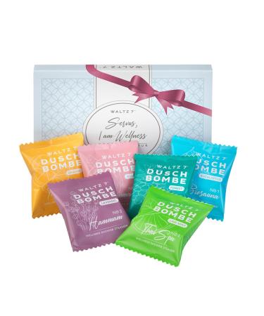 WALTZ 7 Shower Bomb Set, 6 Steamers, 6 Scents, Made in Europe, Essential Oils, Unique Spa Stress Relief, Must Have Gadget, Gift for Her, Women, Men, Mom Mothers Day, Home and Travel Essentials