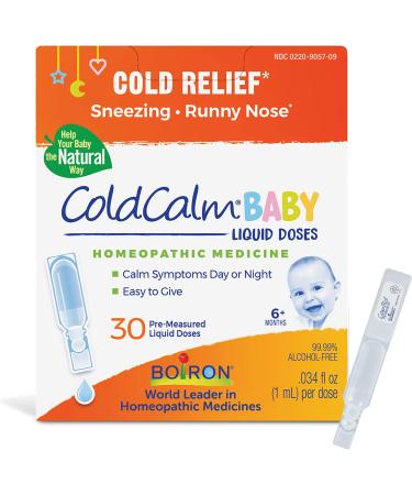 Boiron ColdCalm Baby 30 Dose Box - Single-Use Drops for Relief from Cold Symptoms of Sneezing Runny Nose and Nasal Congestion - Sterile and Non-Drowsy Liquid Doses