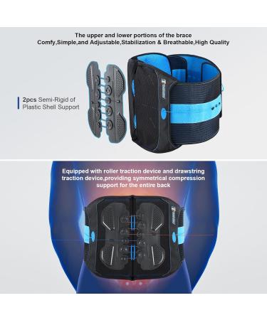 T TIMTAKBO Lumbar Support Belt | Back Brace for Lower Back Pain Relief for Men & Women | Decompression Support for Herniated Disks Sciatica & Scoliosis - Black L/XL (35-47 in - Buy Online on GoSupps.com