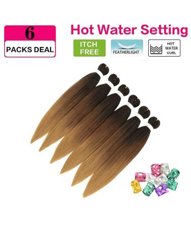 Xusuperb Pre-Stretched Braiding Hair Ombre Brown 26 - 6 Pack Kanekalon Extensions | Soft Yaki-Textured Braids (T1B/30/27#) - Easy International Shipping - Buy Online on GoSupps.com