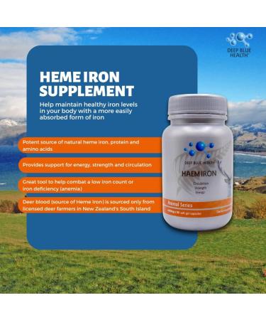 New Zealand Heme Iron Supplement - 1000mg x 90 Soft Gel Capsules - For Anemia - Supports Energy, Strength, and Circulation - Buy Online on GoSupps.com