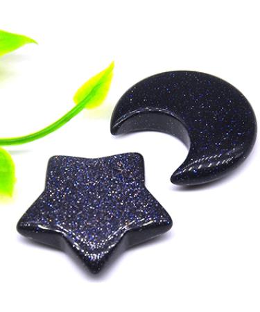 A Pair Gemstone Carved Moon and Star Shaped Couple Necklace Pendants Natural Stone Crystals Polished Figurine Craft Gift JZIGTDEM (Color : Dragon Blood Jasper Size : 1pair 1.18in) - Buy Online on GoSupps.com