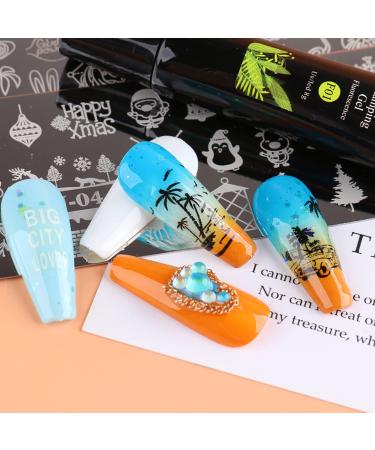 Daisies, Leaves, Letters, Lines, Lips, Flowers, Skeletons Nail Stamping Plates Set - 8pcs + Stamper & Scraper - Spring, Summer, Autumn & Winter Designs - Nail Supplies - Buy Online on GoSupps.com