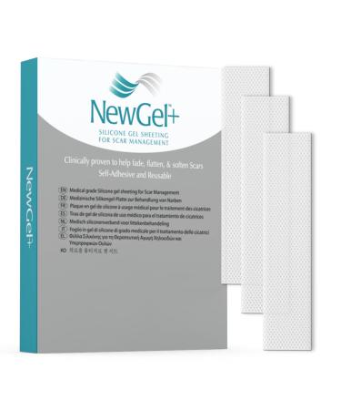 NewGel+ Advanced Silicone Scar Treatment Strip 1 mm thick for optimal occlusion to Scars from Surgery Injury Keloids Burns REUSABLE 1 x 3 (3 Count) - CLEAR - Buy Online on GoSupps.com