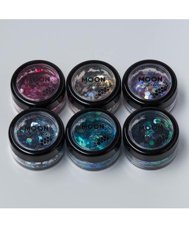 Buy Mystic Chunky Glitter - 100% Cosmetic Glitter for Face Body Nails & Hair - 6 Set | Moon Glitter - Buy Online on GoSupps.com