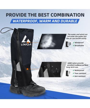 Lixada Waterproof Gaiters for Men & Women - Outdoor Protection from Snow Rain & Insects for Hiking Hunting & Cycling - Durable Rain Gaiters Black - Buy Online on GoSupps.com