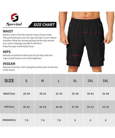 Spowind Men's Hiking Cargo Shorts - Quick Dry Lightweight Summer Shorts with Zipper Pockets - Black 3X-Large - Buy Online on GoSupps.com