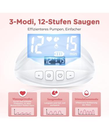 Jheppbay Electric Portable Milk Pump - 3 Modes 12 Steps Removable Bottle & Flange Accessories - Ideal for Moms | International Shipping - Buy Online on GoSupps.com
