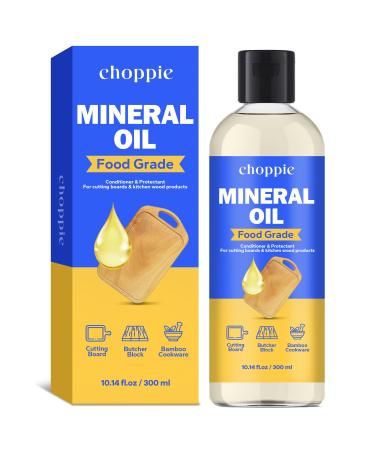 Choppie Mineral Oil (10.14 fl.oz) Food Grade Mineral Oil for Cutting Boards Butcher Block Oil for Maintaining Wooden and Bamboo Cutting Boards Prevents Drying and Cracking