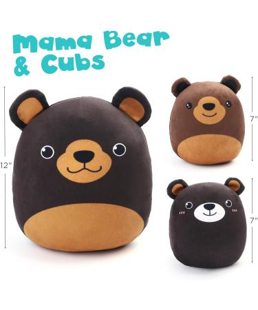 LotFancy Bear Plush Pillow Set of 3 - Mama Bear and Cubs Family | Cute 30cm & 17cm Squishy Stuffed Animals Hugging Toy - Buy Online on GoSupps.com