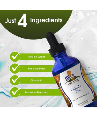 AISOMVA Liquid Zinc Drops - High Absorption Zinc Supplement for Immune Support Healthy Bones & Skin - Fast-Acting & Made in USA (4 Fl Oz) - Buy Online on GoSupps.com