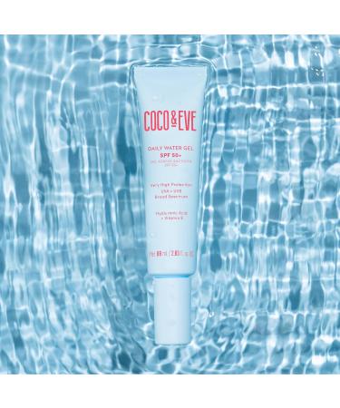 Coco & Eve Daily Water Gel SPF 50+ Sunscreen - Sun Face Protection Against UVA UVB | Australian Made Hydrating Lightweight Facial Suncream | Hyaluronic Acid Aloe Vera Glycerin for Smooth Finish - Buy Online on GoSupps.com