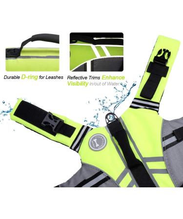 Vivaglory Neon Yellow Dog Life Jacket - Adjustable & Durable Excellent Buoyancy for Small Dogs XS (43-51 cm Chest) - Buy Online on GoSupps.com