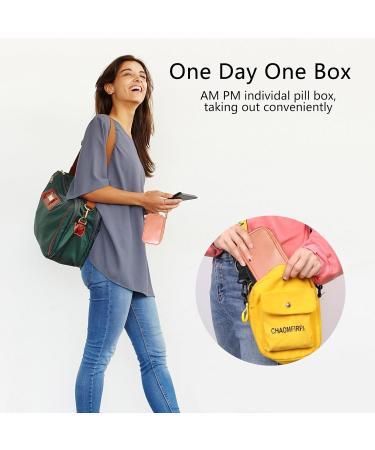 7 Day 2 Times a Day Weekly Pill Organizer in Rose Gold PU Leather Bag - BPA Free Travel Pill Dispenser for Medication and Vitamins - Buy Online on GoSupps.com