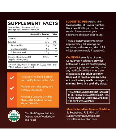 HAVASU NUTRITION Black Seed Oil Organic Cold Pressed Liquid (8 Fl Oz) & Black Elderberry Gummies with Zinc and Vitamin C (60 Servings) - Buy Online on GoSupps.com