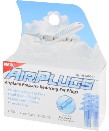 HEAROS AirPlugs Airline Pressure Reducing Earplugs 1 Pair + Free Case | Latex Free Silicone | Reduce Ear Pain | NRR 20 | Clear (5805) - Buy Online on GoSupps.com