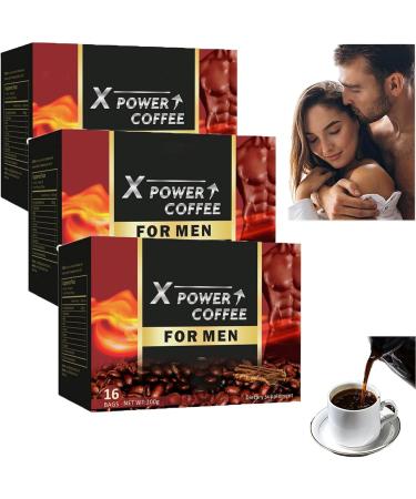 X Power Coffee for Men Instant Power Coffee For Men Men's Power Energy Coffee For Male X Power Coffee for Men Ginseng Maca Supplement Energy Coffee for Male Energy-boosting Coffee (3Box a) a 1 g (Pack of 1)