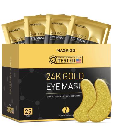 Maskiss 25-Pairs 24K Gold Under Eye Patches, Eye Mask, Eye Patches for Puffy Eyes, Eye Masks for Dark Circles and Puffiness, Collagen Skin Care Products 25 Pairs (Pack of 1)