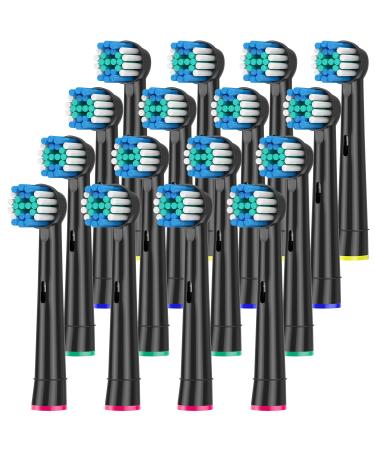Toothbrush Heads Compatible with Oral B Electric Toothbrush 16Pcs Black Precision Standard Brush Heads Medium Brush 16black