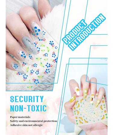 Colorful Flower Nail Art Stickers | 3D Self-Adhesive - 30 Sheets | Butterfly, Flower, Heart, Bow Designs for Women, Girls, Kids - Nail Decoration - Buy Online on GoSupps.com
