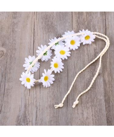 SOLUSTRE Daisy Flower Headband Boho Sunflower Crown Hair Wreath Floral Garland Crown Boho Headpiece Bridal Hair Band (White) - Buy Online on GoSupps.com