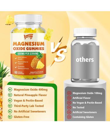 2 Pack Magnesium Oxide 500mg Gummies for Adults & Kids Supports Nerve Muscle & Bone Health Vegan Non-GMO Dietary Supplement with Pineapple Flavor 120 Gummies 2pack - Buy Online on GoSupps.com