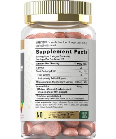 Carlyle Magnesium Gummies 200mg - 60 Vegan Gummies, Non-GMO, Gluten Free, Lemon Raspberry Flavor - Buy Online on GoSupps.com