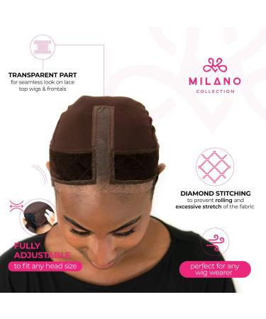 Milano 2-in-1 Lace Gripcap & Adjustable Velvet Wig Band Secure No-Slip Wig Accessory in Chocolate Brown (2 Pack) for All-Day Comfort & Seamless Transitions - Buy Online on GoSupps.com