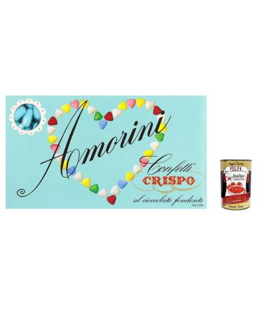 Italian Gourmet E.R. Crispo Confetti Celeste Dark Chocolate Amorini - Light Blue - 1kg + Italian Gourmet Pulp 400g