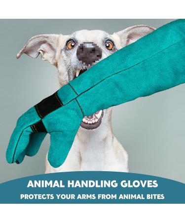 VueinRG Bite-Proof Gloves - 45 cm Anti-Bite Animal Handling Gloves for Welding Gardening & Pet Care (Green) - Buy Online on GoSupps.com